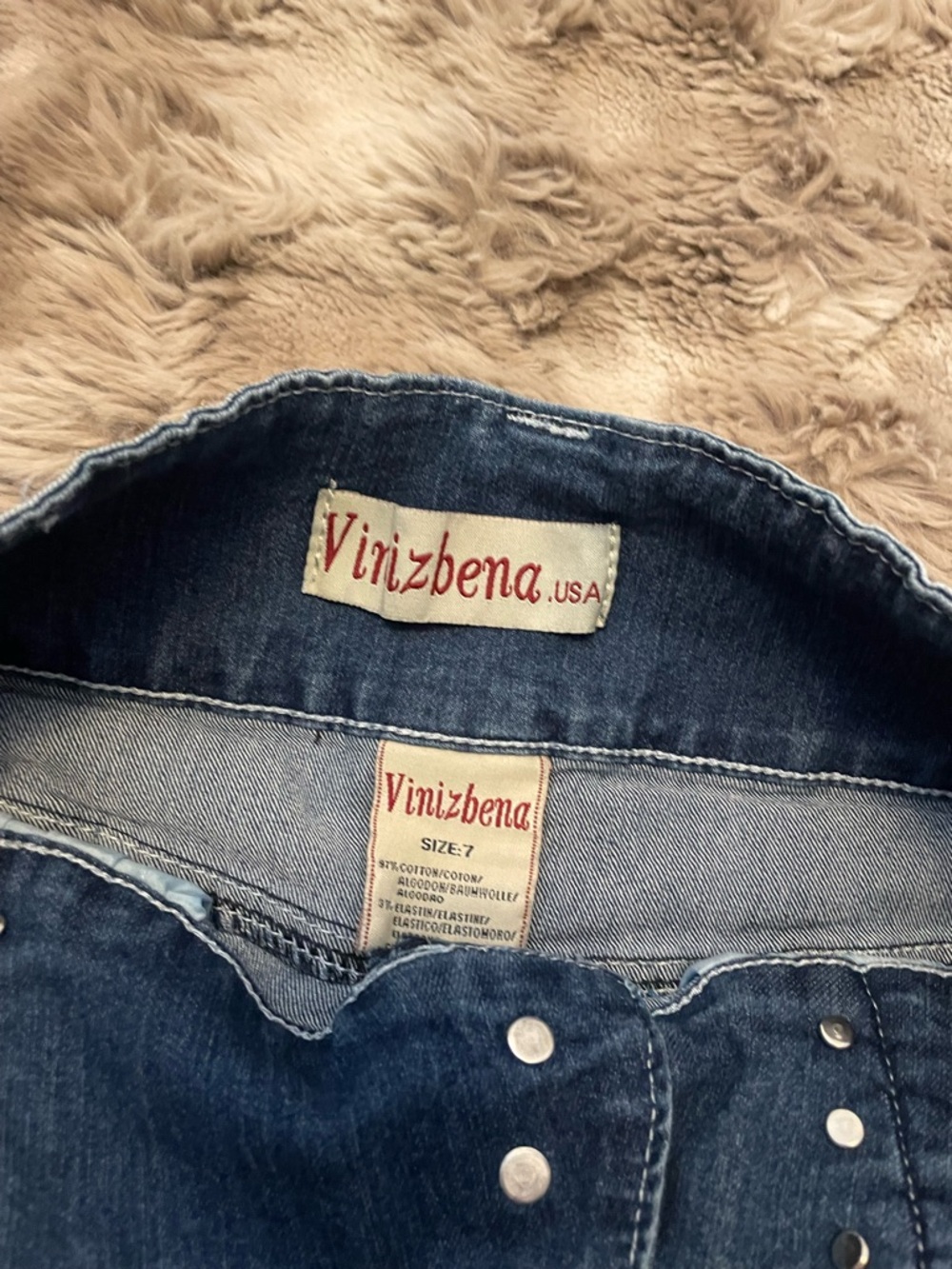 Y2K Faded Blue Denim Mini Skirt with Triple Button Waist - Picture 3 of 3